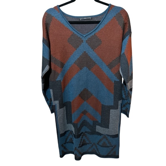 EUC - Peruvian Connection - Pima Cotton Sweater Dress - Aztec Print - Size M - Picture 1 of 3